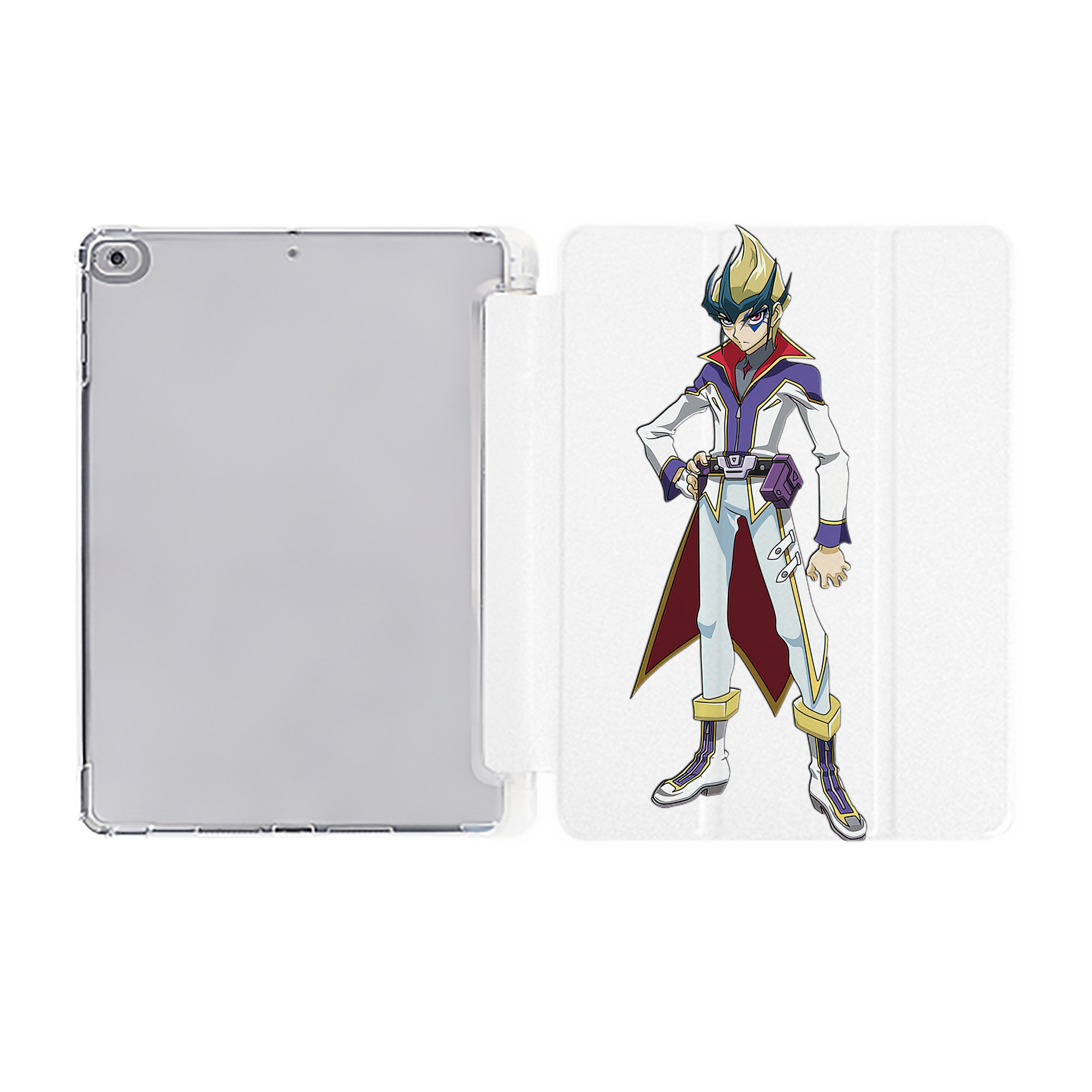 （画像用） 遊☆戯☆王 Yu-Gi-Oh! IPad ケース ペン収納付き 三つ折りスタンド PUレザー×シリコン 対応機種9.5/10.5/10.9インチ